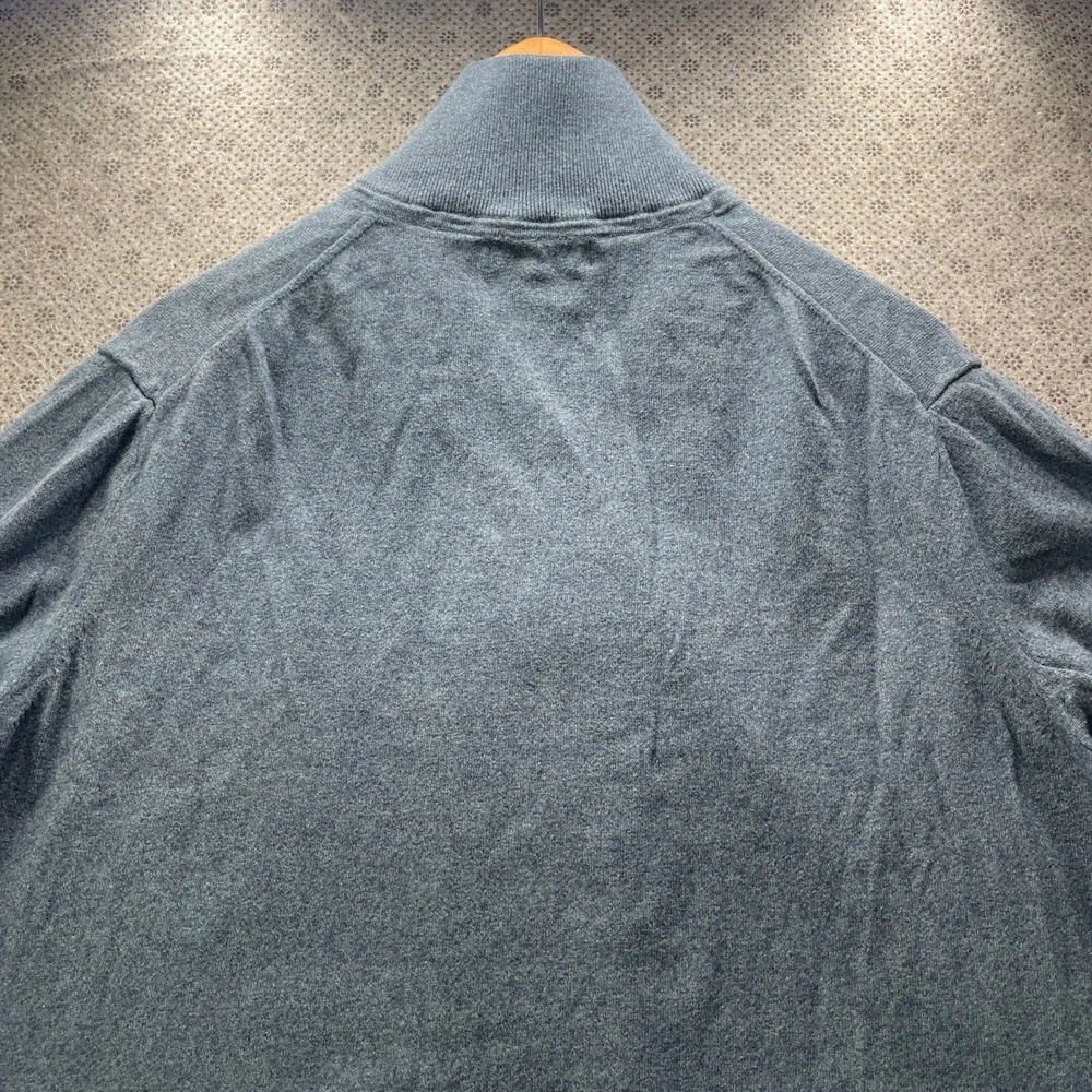 Banana Republic Pima Cotton Cashmere Quarter Zip Mock Neck Sweater Blue Mens XL